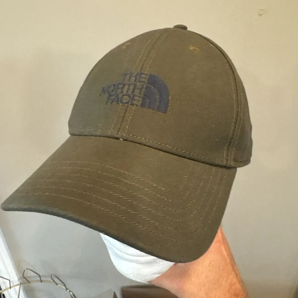 The North Face Olive Green Adjustable Strapback Hat; 1966 Embroidered; Ad Medium